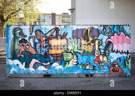 Graffiti on a container in Rotterdam, Holland, Netherlands. Stock Photo