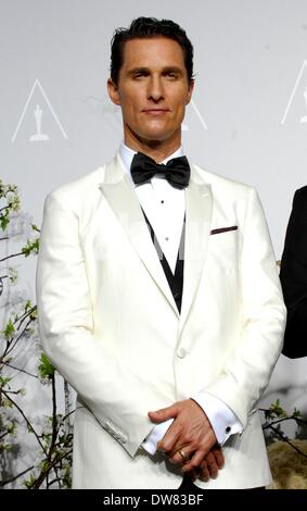 Matthew McConaughey in the press room for The 86th Annual Academy Awards - Press Room - Oscars 2014, The Dolby Theatre at Hollywood and Highland Center, Los Angeles, CA March 2, 2014. Photo By: Elizabeth Goodenough/Everett Collection Stock Photo