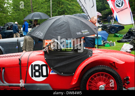 Marcus Frieder in a 1934 Riley 12-4 at the VSCC Prescott Speed Hill Climb, Gloucestershire, England, UK. Stock Photo