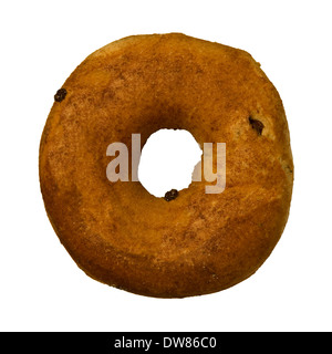 Single cinnamon raisin bagel isolated against a white background Stock Photo