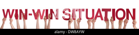 Many People Holding the Words Win-Win Situation, Isolated Stock Photo