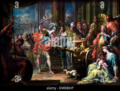 Alexander the Great  Zerhaut den Gordischen Knoten - Chopped  he Gordian knot 1739 Johann Georg Plazer 1704-1761 Austria Stock Photo