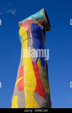 Dona i Ocell (Woman and Bird), sculpture designed by Joan Miro in 1982 in Barcelona, Spain. Stock Photo