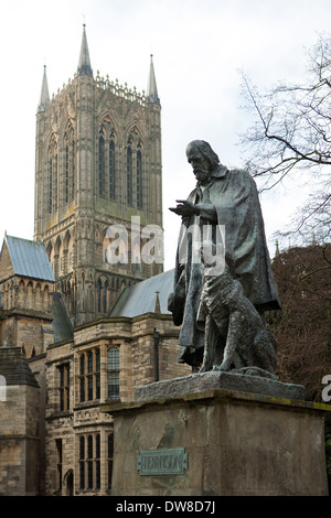 Tennyson Statue, Lincoln Cathedral, Lincolnshire Stock Photo