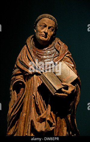 Saint moine ( Saint Bernard de Fontaine abbé de Clairvaux 1090 Dijon ) statue 1520 wood Cathedral Strasbourg  France French Stock Photo