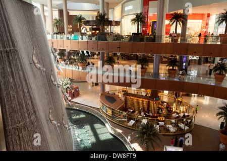 Dubai Mall waterfall and sculpture, Dubai, UAE, United Arab Emirates, Middle East Stock Photo