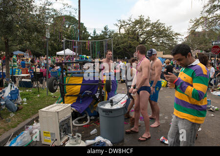 New Orleans, Louisiana, 2 March, 2014. Crowds flood  St. Charles Street to watch the Krewe of Bacchus parade, this year themed, 'In Vino Veritas!' Credit:  JT Blatty/Alamy Live News Stock Photo