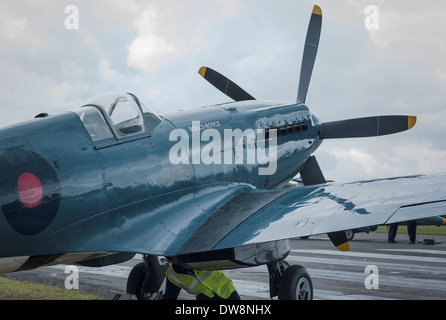 Front side view of Spitfire Mark 19 in UK Stock Photo