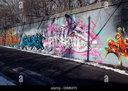 Graffiti on wall, Detroit, Michigan USA Stock Photo
