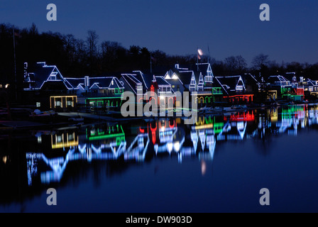 Boathouse Row along the Schuylkill River in Philadelphia, Pennsylvania, USA Stock Photo