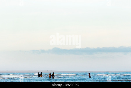 Malagasy women fishing in the Mozambique channel. Photo taken in Moramanga, Madagascar. Stock Photo