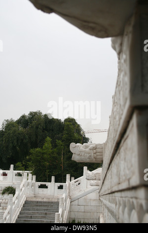 Dragon head at the Wild Goose Pagoda in downtown Xian, China Stock Photo