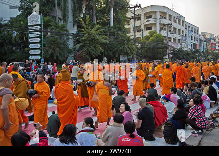 International Alms Offering to 10,000 monks, Chang Klan Road, Chiang Mai, Thailand Stock Photo