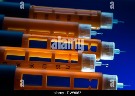 insulin injection pens for diabetes Stock Photo