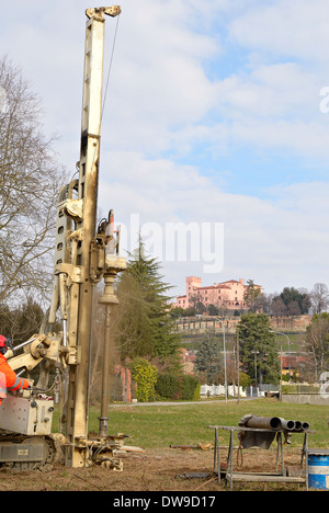 Drilling equipment for geotechnical engineering purpose. Stock Photo