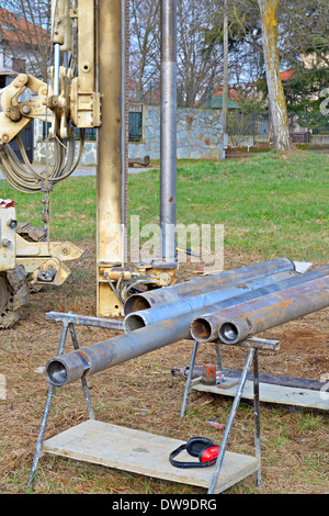 Drilling equipment for geotechnical engineering purpose. Stock Photo