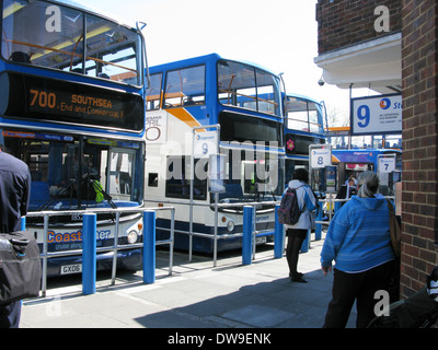 Buses lined up at Chichester bus station Chichester West Sussex UK Stock Photo