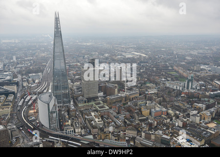 Aerial Photograph showing The Shard and Surroundings in Southwark, London, United Kingdom Stock Photo