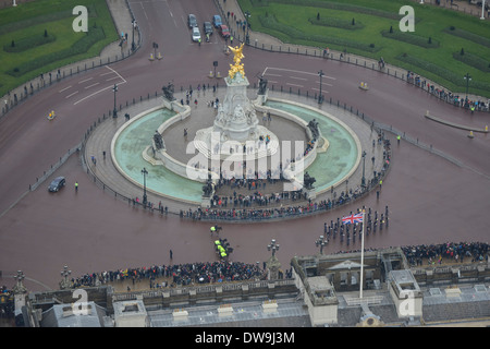 Aerial Photograph showing crowds in front of the Victoria Memorial at Buckingham Palace, London, United Kingdom Stock Photo