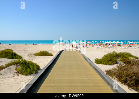 Public beach on Saadiyat Island in Abu Dhabi United Arab Emirates. Stock Photo