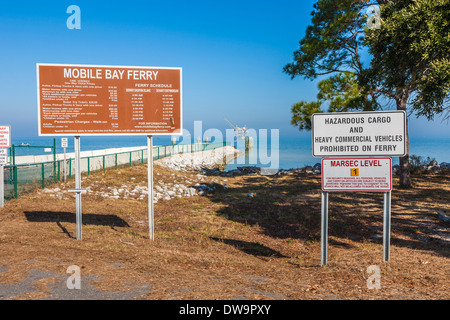 Highway 180 ends at the Fort Morgan Mobile Bay Ferry port in Gulf Shores, Alabama Stock Photo