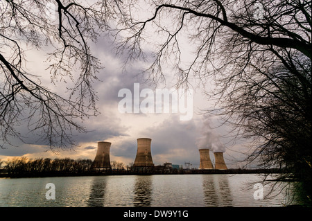 Cooling towers at Three Mile Island Nuclear Power Generating Station Middletown Pennsylvania Stock Photo