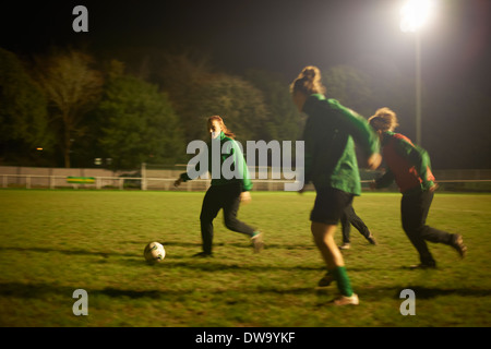 Female soccer players at practice Stock Photo