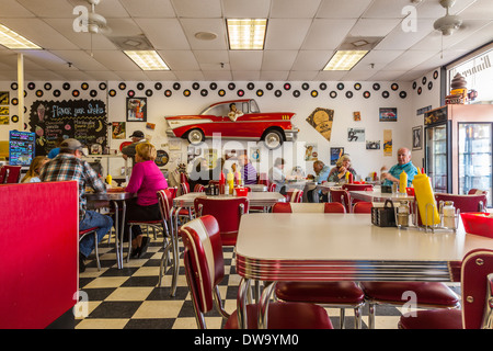 Interior of the Doo Wop Diner, a 50s themed restaurant in Fernandina Beach, Florida Stock Photo