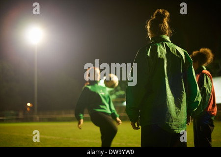 Female soccer players at practice Stock Photo