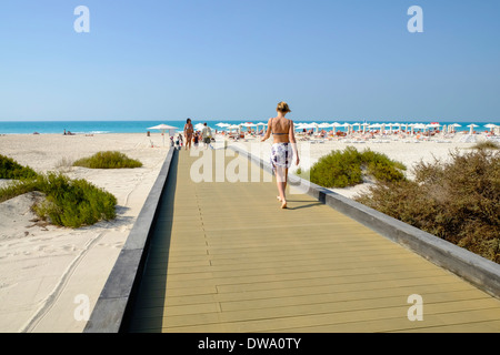 Public beach on Saadiyat Island in Abu Dhabi United Arab Emirates. Stock Photo