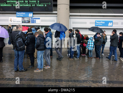 Real Madrid football fans queue for official tour of Bernabeu Stadium, Spain Stock Photo