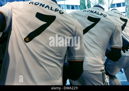 Ronaldo shirt in Real Madrid official shop in Bernabeu Stadium, Spain Stock Photo