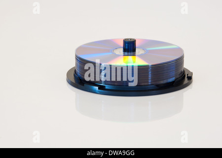 Spindle of blank DVDs or Cds Stock Photo