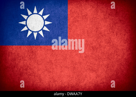 flag of Taiwan or Taiwanese banner on paper rough pattern texture Stock Photo
