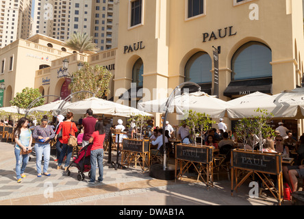 Paul restaurant exterior, The Walk, Jumeirah Beach Residences, JBR, Dubai, UAE, United Arab Emirates Middle East Stock Photo