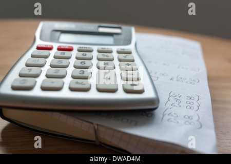 Calculator ,diary and expenses note-close-up Stock Photo