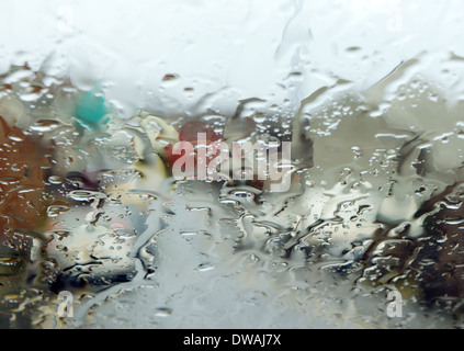 Looking through a car windscreen on a rainy day Stock Photo