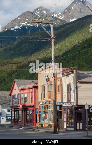 Photo of scenic, historic Downtown Skagway, Southeast Alaska Stock Photo