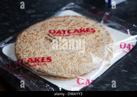 A packet of North Staffordshire oatcakes, a regional food delicacy, Stoke-on-Trent, Staffordshire, England, UK Stock Photo