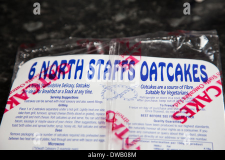 A packet of North Staffordshire oatcakes, a regional food delicacy, Stoke-on-Trent, Staffordshire, England, UK Stock Photo