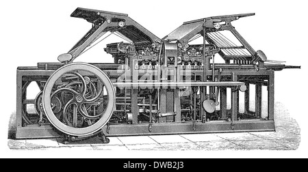 Historical illustration, 19th Century, Industrial printing press Stock Photo