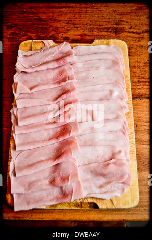 Ham on a wooden tray Stock Photo