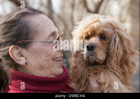 Senior woman with dog
