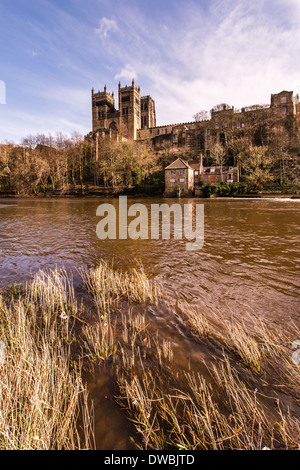 A view of Durham Cathedral, UK from the river. Stock Photo