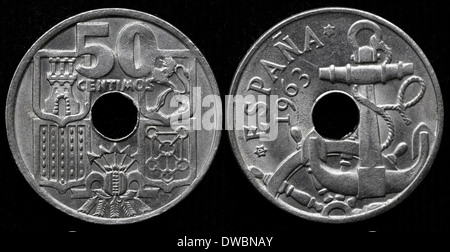 50 Centimos coin, Spain, 1963 Stock Photo
