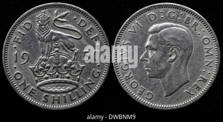 1 Shilling coin, King George VI, UK, 1950 Stock Photo