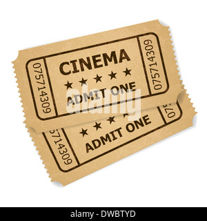 Two retro cinema tickets. Illustration of designer on a white background Stock Photo