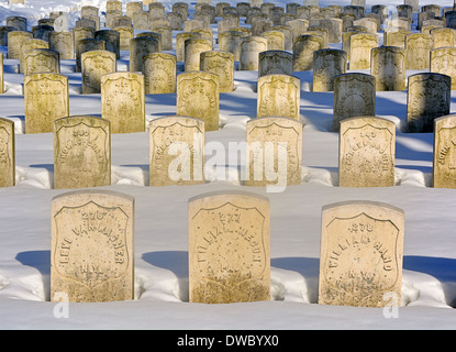 Military tombstones at Cypress Hills National Cemetery in Brooklyn, New York Stock Photo