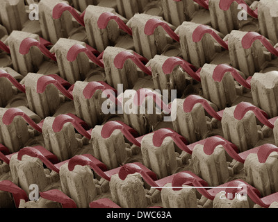 Coloured SEM of computer chip Stock Photo