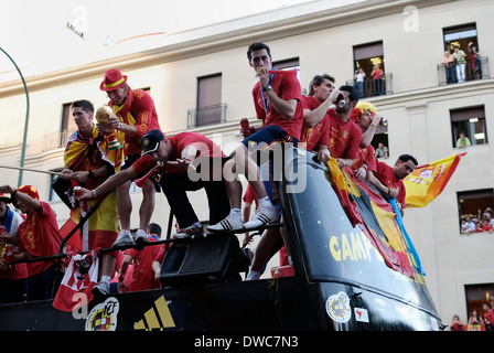 National Soccer Team of Spain in the World Cup South Africa 2010. Reception at Madrid, Spain. Stock Photo